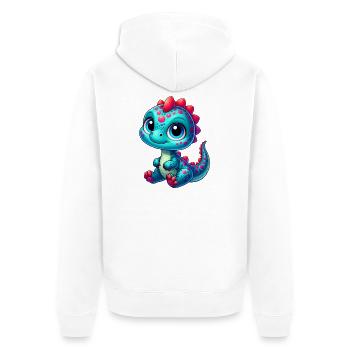 Dinosaur - Unisex Premium Organic Zip Hoodie - white - Back - Thijin (182cm)