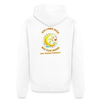 Ich liebe dich bis zum Mond - Unisex Premium Bio Zip Hoodie - Weiß - Hinten - Thijin (182cm)