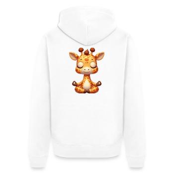 Cute Giraffe Yoga Meditation Relaxation Cartoon - Unisex Premium Organic Zip Hoodie - white - Back - Thijin (182cm)