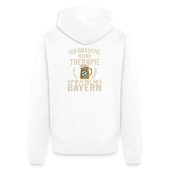 Ich brauche keine Therapie - Unisex Premium Bio Zip Hoodie - Weiß - Hinten - Thijin (182cm)