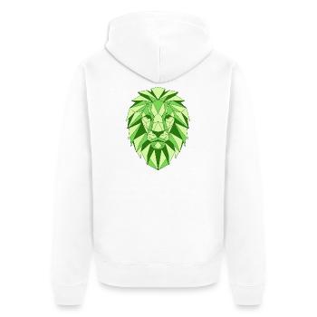 Geometrischer Löwenkopf in Grün - Unisex Premium Bio Zip Hoodie - Weiß - Hinten - Thijin (182cm)