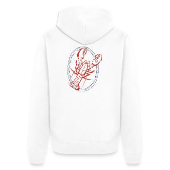 Vintage Red Lobster Illustration on Navy - Unisex Premium Organic Zip Hoodie - white - Back - Thijin (182cm)
