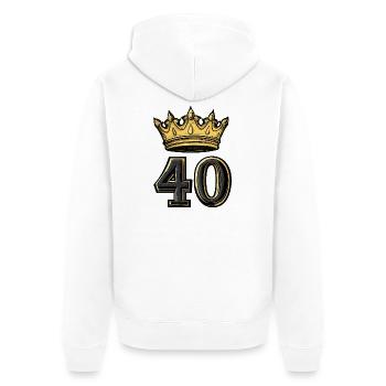 40 Zahl Krone - Unisex Premium Bio Zip Hoodie - Weiß - Hinten - Thijin (182cm)