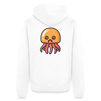 Qualle Halloween Comic Lustig - Unisex Premium Bio Zip Hoodie - Weiß - Hinten - Thijin (182cm)