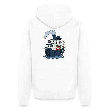 Tolles Vintage-Boot im alten BD-Stil - Unisex Premium Bio Zip Hoodie - Weiß - Hinten - Thijin (182cm)