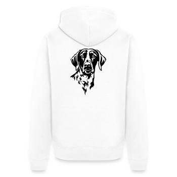 German Shorthair Head - Unisex Premium Organic Zip Hoodie - white - Back - Thijin (182cm)