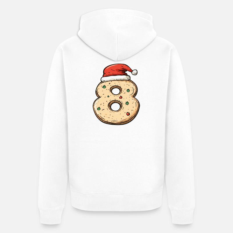 Biscuit de Noël à 8 chiffres - Veste à capuche bio Premium Unisexe - blanc