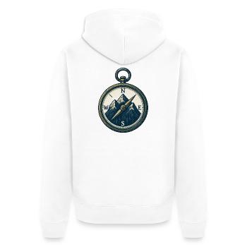 Compass Mountain Trek Azimut Wandergeschenk - Unisex Premium Bio Zip Hoodie - Weiß - Hinten - Thijin (182cm)