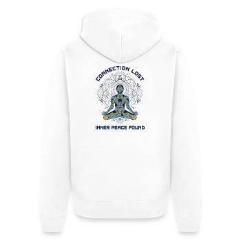 Connection Lost - Inner Peace Found - Unisex Premium Bio Zip Hoodie - Weiß - Hinten - Thijin (182cm)