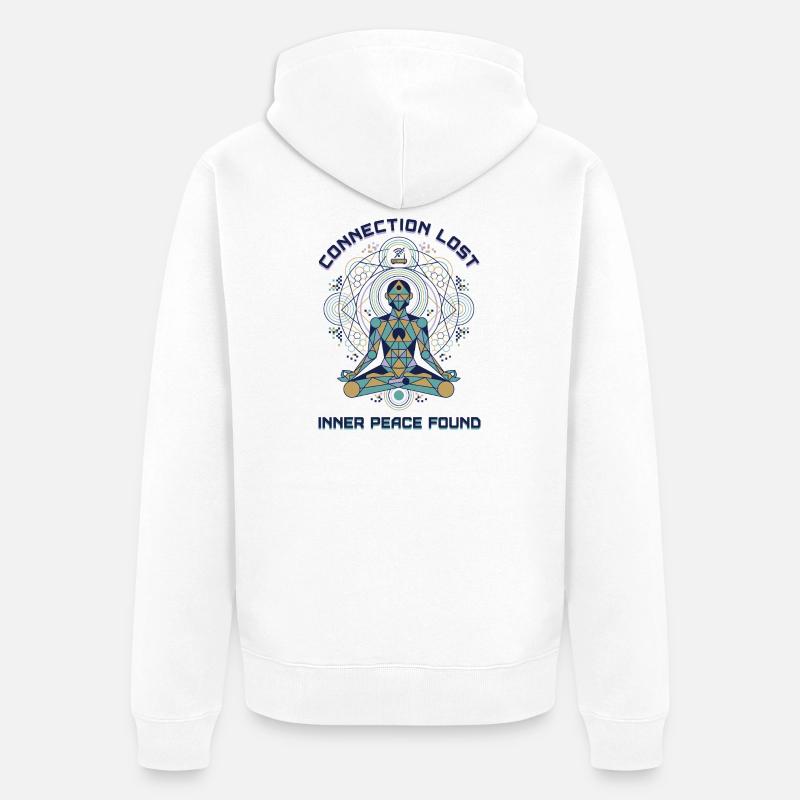 Connection Lost - Inner Peace Found - Unisex Premium Bio Zip Hoodie - Weiß