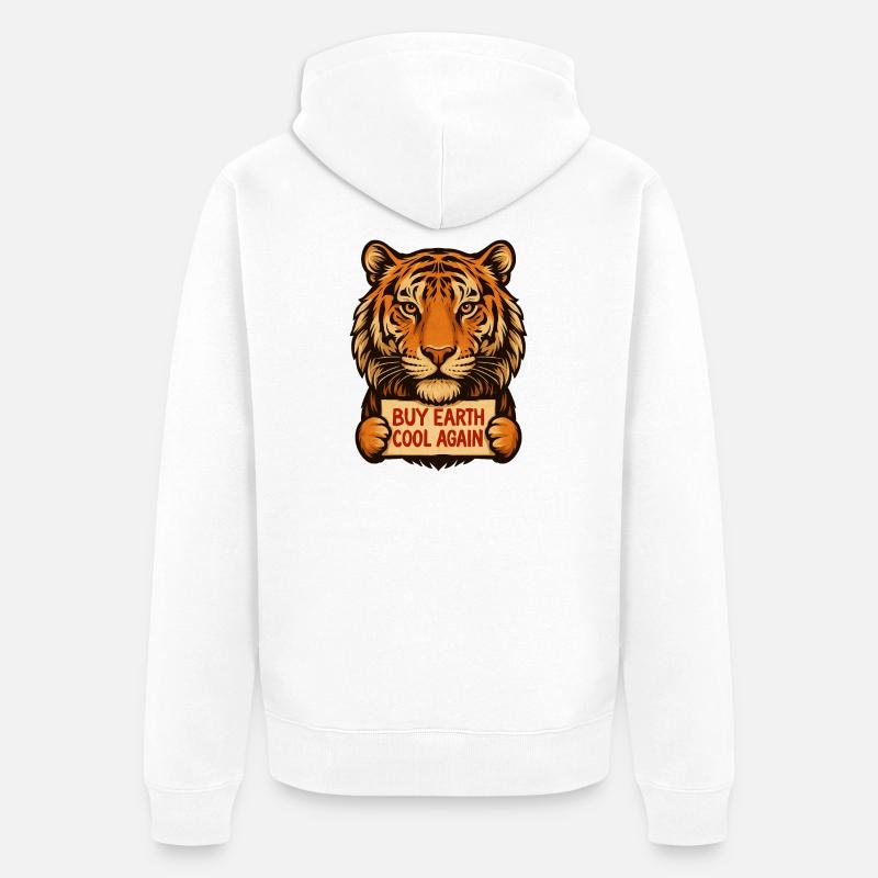 Tiger sagt: Make Eath Cool Again - Unisex Premium Bio Zip Hoodie - Weiß