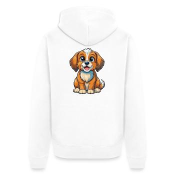 Chiot assis - Veste à capuche bio Premium Unisexe - blanc - Dos - Thijin (182cm)