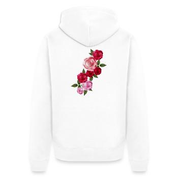Bright Rose Garland of Red and Pink Roses - Unisex Premium Organic Zip Hoodie - white - Back - Thijin (182cm)