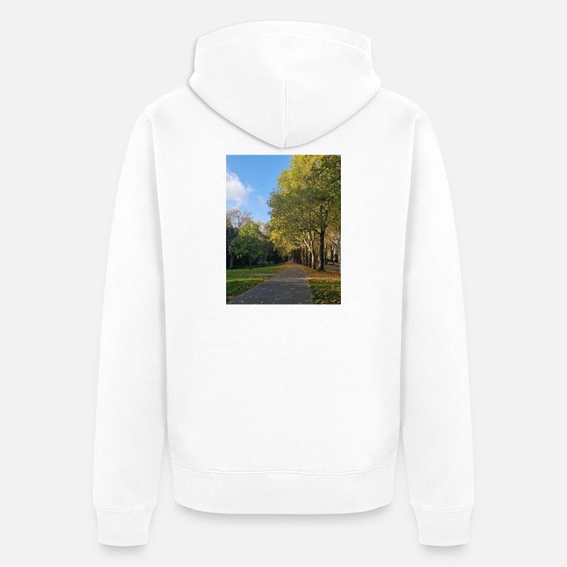 Chemin d’automne à travers Lauballee - Veste à capuche bio Premium Unisexe - blanc