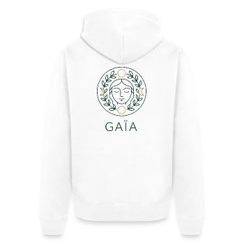 Gaia – Mutter Natur – Baum des Lebens - Unisex Premium Bio Zip Hoodie - Weiß - Hinten - Thijin (182cm)