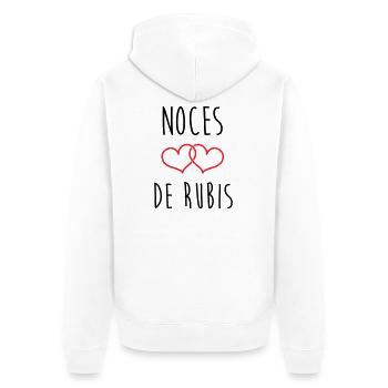Ruby Wedding Anniversary - 35 years of marriage - Unisex Premium Organic Zip Hoodie - white - Back - Thijin (182cm)