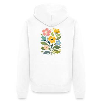 Bunte Blumen Illustration Florales Naturmotiv   - Unisex Premium Bio Zip Hoodie - Weiß - Hinten - Thijin (182cm)