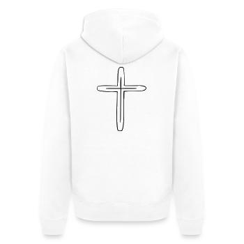 cross - Unisex Premium Organic Zip Hoodie - white - Back - Thijin (182cm)