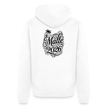 Malle 2026 Palme Mallorca - Unisex Premium Bio Zip Hoodie - Weiß - Hinten - Thijin (182cm)
