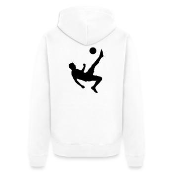 Fußballer Trikot Wappen Baustein - Unisex Premium Bio Zip Hoodie - Weiß - Hinten - Thijin (182cm)