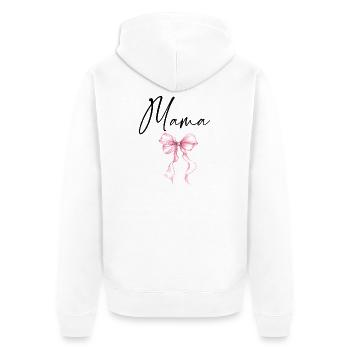 Mama Design mit Rosa Schleife – Süßes Mama Motiv - Unisex Premium Bio Zip Hoodie - Weiß - Hinten - Thijin (182cm)