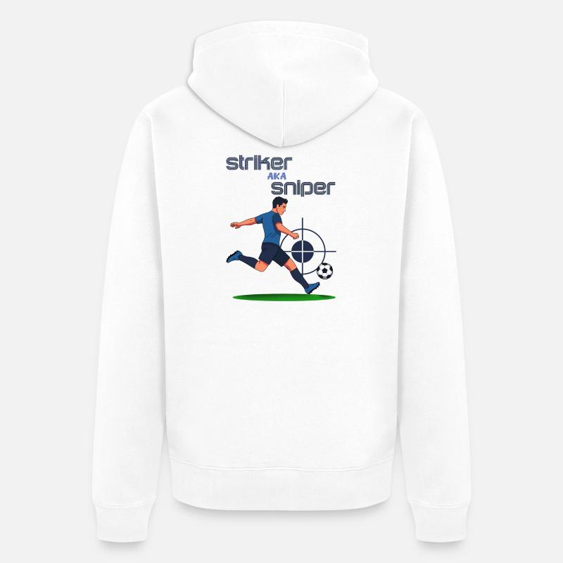 Attaquant alias Sniper, attaquant au football - Veste à capuche bio Premium Unisexe - blanc