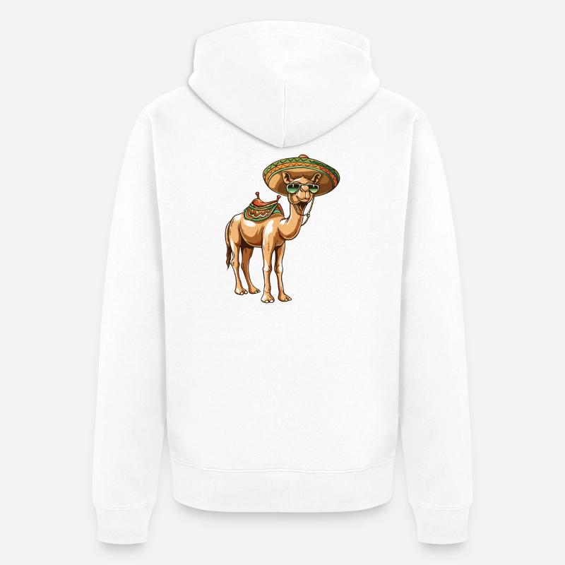 Sombrero comique comique de chameau - Veste à capuche bio Premium Unisexe - blanc
