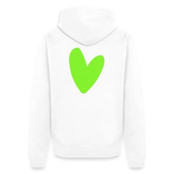 Neon-Grünes Herz-Icon Minimal retro style - Unisex Premium Bio Zip Hoodie - Weiß - Hinten - Thijin (182cm)