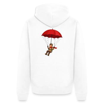 unge with parachute funny adventure motif - Unisex Premium Organic Zip Hoodie - white - Back - Thijin (182cm)