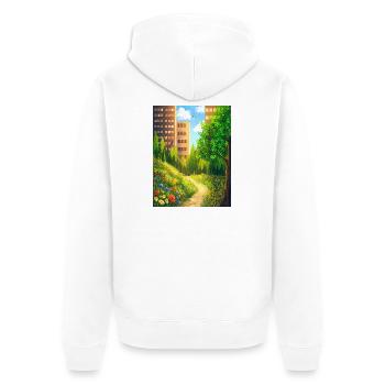Urban Floral Trail - Unisex Premium Organic Zip Hoodie - white - Back - Thijin (182cm)