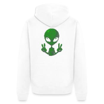 T-shirt Pixel Alien Signe de la Paix - Veste à capuche bio Premium Unisexe - blanc - Dos - Thijin (182cm)