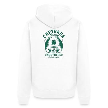 Capybara Energy Unbothered - Unisex Premium Organic Zip Hoodie - white - Back - Thijin (182cm)
