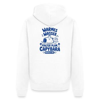 Warmes Wasser Capybara Modus - Unisex Premium Bio Zip Hoodie - Weiß - Hinten - Thijin (182cm)