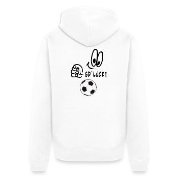 good-luck - Unisex Premium Bio Zip Hoodie - Weiß - Hinten - Thijin (182cm)