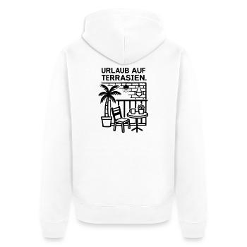 Urlaub auf Terrasien - Unisex Premium Bio Zip Hoodie - Weiß - Hinten - Thijin (182cm)