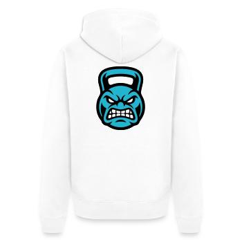 Kettlebell Face Logo - Unisex Premium Organic Zip Hoodie - white - Back - Thijin (182cm)