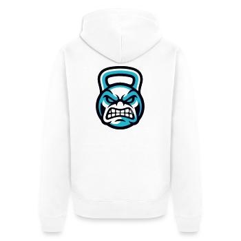 Gym Kettlebell Wappen - Unisex Premium Bio Zip Hoodie - Weiß - Hinten - Thijin (182cm)