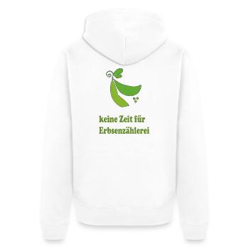 Keine Zeit Für Erbsenzähler – Grüne Erbse - Unisex Premium Bio Zip Hoodie - Weiß - Hinten - Thijin (182cm)