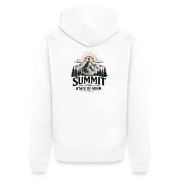 Summit State of Mind | Hiking Design - Unisex Premium Bio Zip Hoodie - Weiß - Hinten - Thijin (182cm)