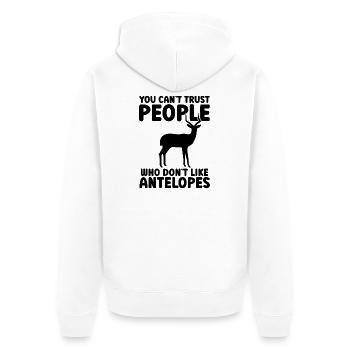 Antelope Animal Humor Wildlife Safari - Unisex Premium Organic Zip Hoodie - white - Back - Thijin (182cm)