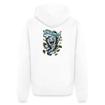Kleiner Wirbelwind Lachender Tornado - Unisex Premium Bio Zip Hoodie - Weiß - Hinten - Thijin (182cm)