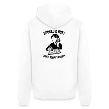 Réservée et occupée Nails jolie - Veste à capuche bio Premium Unisexe - blanc - Dos - Thijin (182cm)