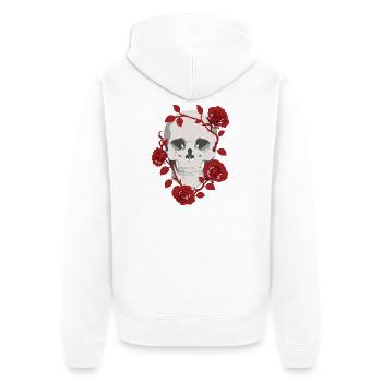 Crâne de Rose Cramoisie - Veste à capuche bio Premium Unisexe - blanc - Dos - Thijin (182cm)