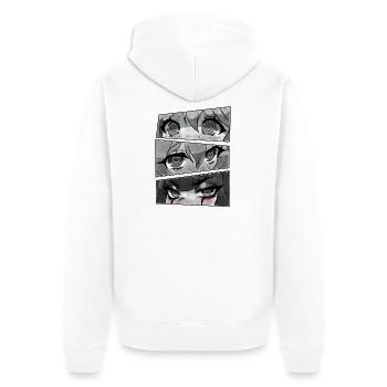 Herzaugen Manga Panels - Unisex Premium Bio Zip Hoodie - Weiß - Hinten - Thijin (182cm)