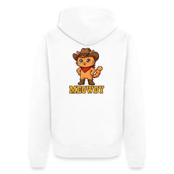 Miauartige süße Cowboykatze Westliche Katze - Unisex Premium Bio Zip Hoodie - Weiß - Hinten - Thijin (182cm)