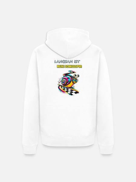 Langsam ist meine Schnellspur - Unisex Premium Bio Zip Hoodie - Weiß