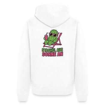Stachel aus Sonne an Kaktus Sommer Urlaub Design - Unisex Premium Bio Zip Hoodie - Weiß - Hinten - Thijin (182cm)