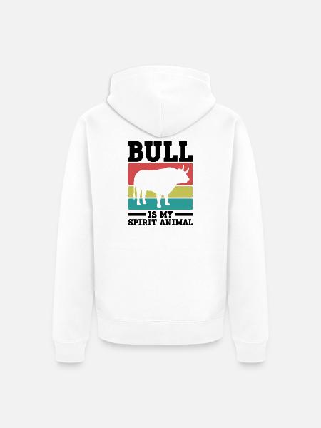 Stier Krafttier Retro-Look - Unisex Premium Bio Zip Hoodie - Weiß
