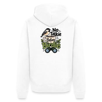 No Talkie Before Birdie - Unisex Premium Bio Zip Hoodie - Weiß - Hinten - Thijin (182cm)