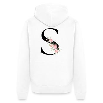 S Buchstabe Monogram Floral - Unisex Premium Bio Zip Hoodie - Weiß - Hinten - Thijin (182cm)